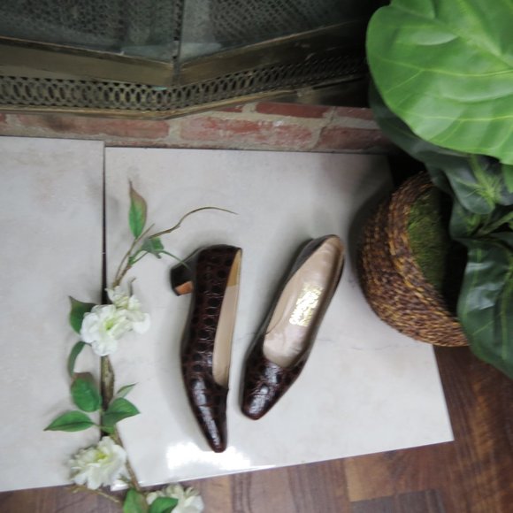 Ferragamo croc print classic office pumps 7.5 - Picture 5 of 8